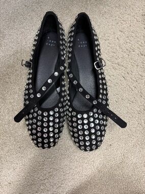 a new day Black Studded Mary Janes